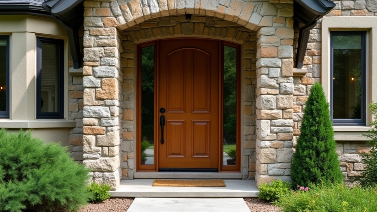 Kamień dekoracyjny wokół drzwi zewnętrznych