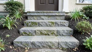 Schody zewnętrzne z kamienia łupanego