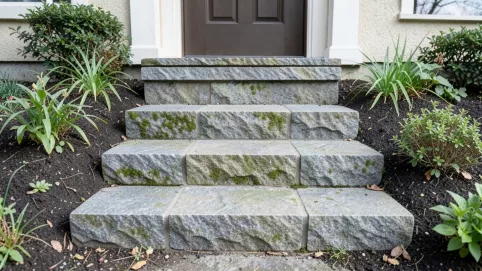 Schody zewnętrzne z kamienia łupanego